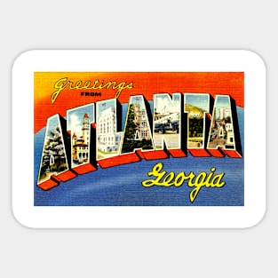 Greetings from Atlanta, Georgia - Vintage Large Letter Postcard Sticker